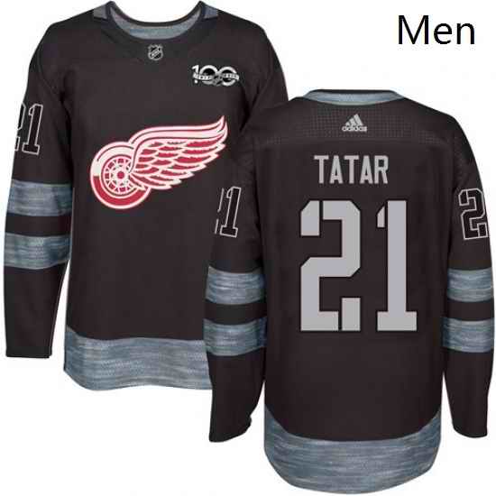 Mens Adidas Detroit Red Wings 21 Tomas Tatar Authentic Black 1917 2017 100th Anniversary NHL Jersey